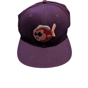 RARE Men's New PINK DOLPHIN Purple Blowfish Logo Adjustable Snapback Hat